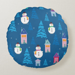 Frohe Weihnachtsmuster Rundes Kissen