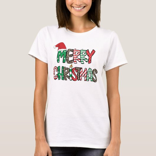Frohe Weihnachtsmuster T-Shirt (Vorderseite)