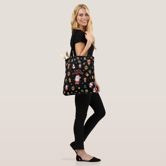 Frohe Weihnachtsmuster Tasche (Am Model)