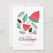 Frohe Weihnachtsmütze und Pinecones Feiertagskarte (Vorderseite)