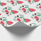 Frohe Weihnachtsmütze und Pinecones Geschenkpapier (Ecke)