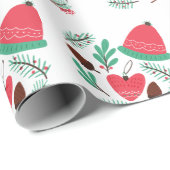 Frohe Weihnachtsmütze und Pinecones Geschenkpapier (Rolleneckpunkt)