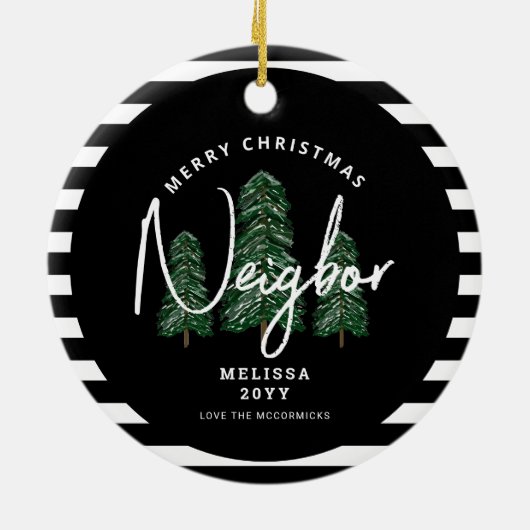 Frohe Weihnachtsnachbarschaft Personalisierte Sitt Keramik Ornament (Hinten)