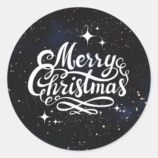 Frohe Weihnachtsnacht Sky Runder Aufkleber (Vorderseite)