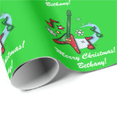 Frohe Weihnachtsname Anpassbare Rock Guitar Geschenkpapier (Rolleneckpunkt)