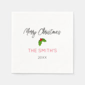 Frohe WeihnachtsNAME Holly YEAR Feiertag Serviette (Vorderseite)