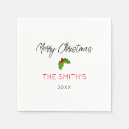 Frohe WeihnachtsNAME Holly YEAR Feiertag Serviette