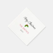 Frohe WeihnachtsNAME Holly YEAR Feiertag Serviette (Ecke)