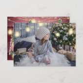 Frohe Weihnachtsnamen Bäume Wood Lights Hütte Einladung (Vorne/Hinten)