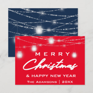 Frohe Weihnachtsnamen Foto Lights Red Navy Einladung