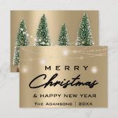 Frohe Weihnachtsnamen Foto Tree Gray Lights Gold Einladung (Vorne/Hinten)