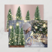 Frohe Weihnachtsnamen Foto Tree Rose Lights Einladung (Vorne/Hinten)