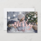 Frohe Weihnachtsnamen Foto Tree Rose Lights Einladung (Vorderseite)