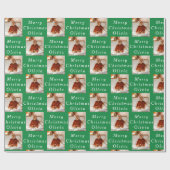 Frohe Weihnachtsnamen Grün Weißes Foto Collage Geschenkpapier (Flach)