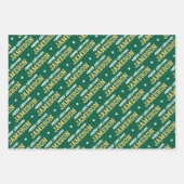 Frohe Weihnachtsnamen Monogram Green Gold Teens Geschenkpapier Set (Vorderseite)