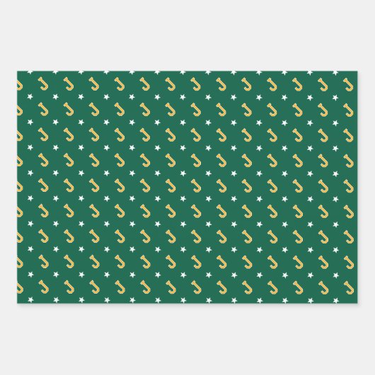 Frohe Weihnachtsnamen Monogram Green Gold Teens Geschenkpapier Set (Vorderseite 3)
