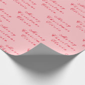 Frohe Weihnachtsnamen Rosa Rot Einfache Moderne Geschenkpapier (Ecke)