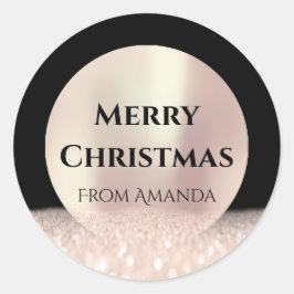 Frohe Weihnachtsnamen Rose Black Glitzer Spark Runder Aufkleber