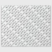 Frohe Weihnachtsnamen Schwarz-weiß Simple Modern Geschenkpapier (Flach)