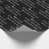 Frohe Weihnachtsnamen Schwarz-weiß Simple Modern Geschenkpapier (Ecke)
