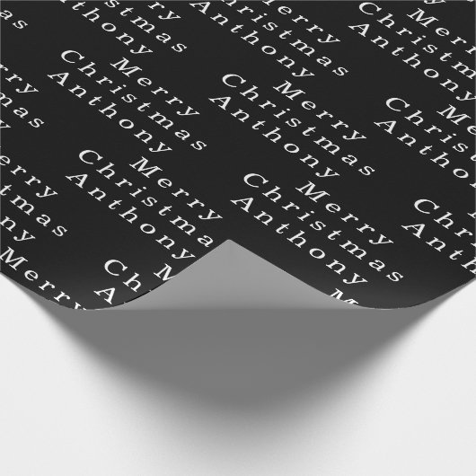 Frohe Weihnachtsnamen Schwarz-weiß Simple Modern Geschenkpapier (Ecke)