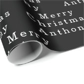 Frohe Weihnachtsnamen Schwarz-weiß Simple Modern Geschenkpapier (Rolleneckpunkt)