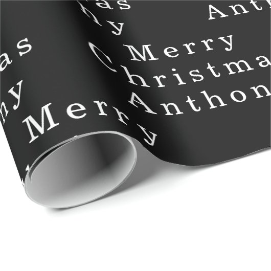 Frohe Weihnachtsnamen Schwarz-weiß Simple Modern Geschenkpapier (Rolleneckpunkt)