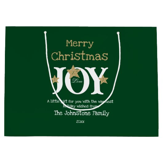 Frohe Weihnachtsnamen Skript Rustic Green Große Geschenktüte (Vorderseite)