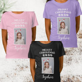 Frohe Weihnachtsnamen und Foto Girls Pink T-Shirt