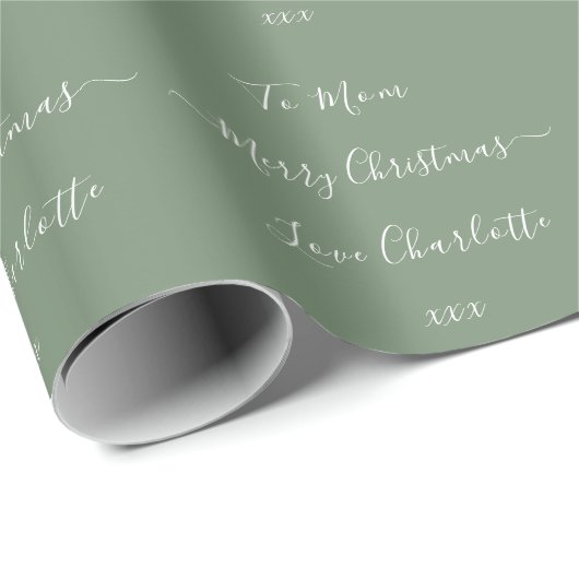 Frohe Weihnachtsnamen zu von Sage Green Geschenkpapier (Rolleneckpunkt)