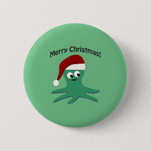 Frohe Weihnachtsoktopus Button