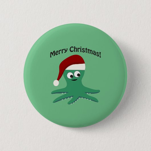 Frohe Weihnachtsoktopus Button (Vorderseite)