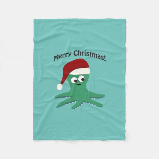 Frohe Weihnachtsoktopus Fleecedecke (Vorderseite)