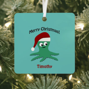 Frohe Weihnachtsoktopus Ornament Aus Metall