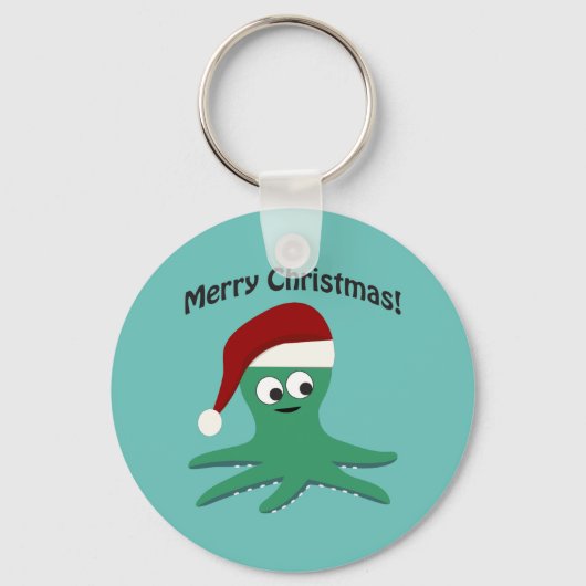 Frohe Weihnachtsoktopus Schlüsselanhänger (Vorderseite)