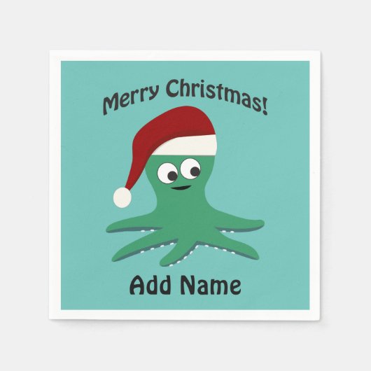 Frohe Weihnachtsoktopus Serviette (Vorderseite)