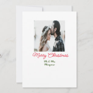 Frohe Weihnachtspaar Foto geben Namen glücklichen Feiertagskarte