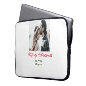 Frohe Weihnachtspaar Foto geben Namen glücklichen  Laptopschutzhülle (Vorderseite Links)