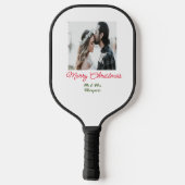 Frohe Weihnachtspaar Foto geben Namen glücklichen Pickleball Schläger (Rückseite)
