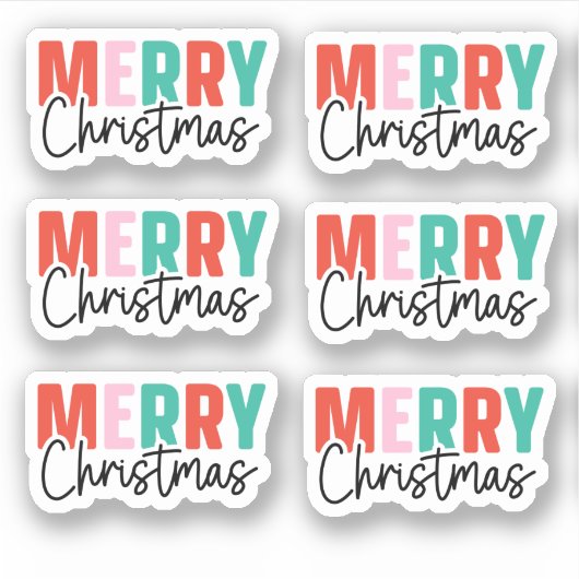 Frohe Weihnachtspackung blau rosa niedliche Aufkle Aufkleber (Vorderseite)