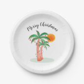 Frohe Weihnachtspalme Bäume Sun Pappteller (Vorderseite)