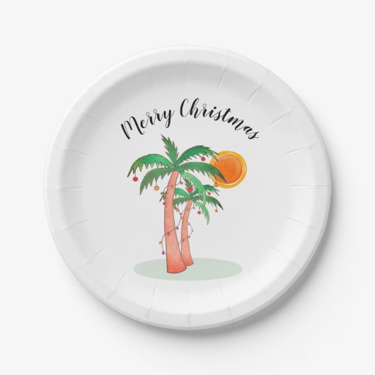 Frohe Weihnachtspalme Bäume Sun Pappteller (Vorderseite)