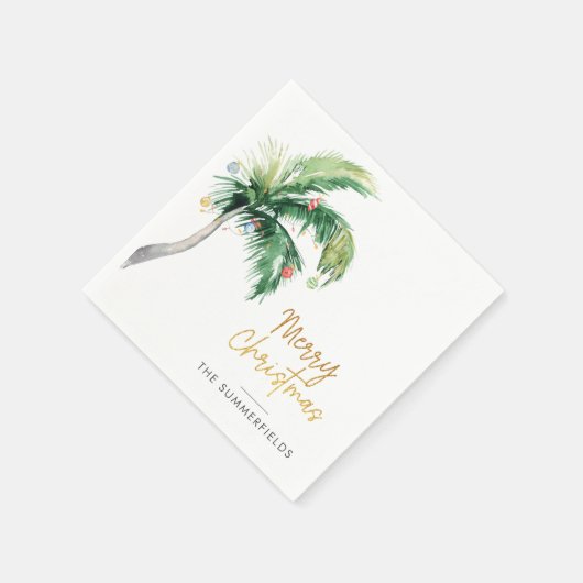 Frohe Weihnachtspalme Tree Holiday Familie Papier Serviette (Ecke)