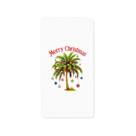 Frohe Weihnachtspalme Tree Light Hawaiian Tropical Adressaufkleber (Vorne)