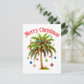 Frohe Weihnachtspalme Tree Light Hawaiian Tropical Begleitkarte (Stehend Vorderseite)