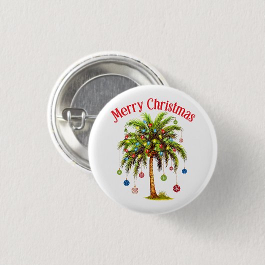 Frohe Weihnachtspalme Tree Light Hawaiian Tropical Button (Vorne & Hinten)