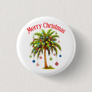 Frohe Weihnachtspalme Tree Light Hawaiian Tropical Button