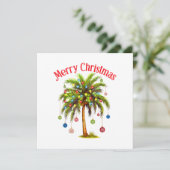 Frohe Weihnachtspalme Tree Light Hawaiian Tropical Dankeskarte (Stehend Vorderseite)