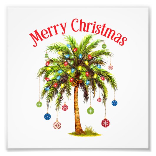 Frohe Weihnachtspalme Tree Light Hawaiian Tropical Fotodruck (Vorne)