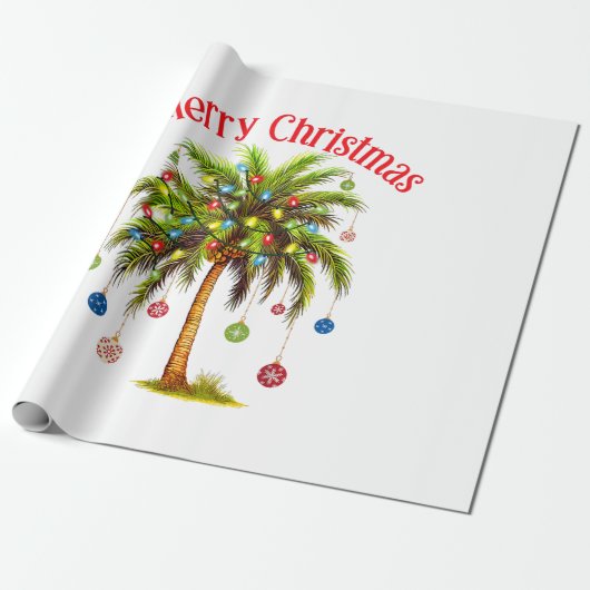 Frohe Weihnachtspalme Tree Light Hawaiian Tropical Geschenkpapier (Ungerollt)